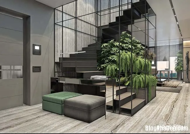 Mẫu căn hộ duplex penthouse lấy cảm hứng từ rừng nhiệt đới