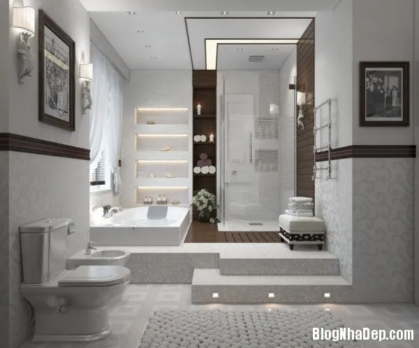 Những góc phòng tắm được thiết kế với hệ thống mát-xa hiện đại giống như spa
