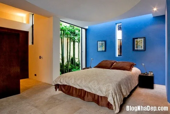Những mẫu phòng ngủ đẹp với 2 màu xanh và nâu