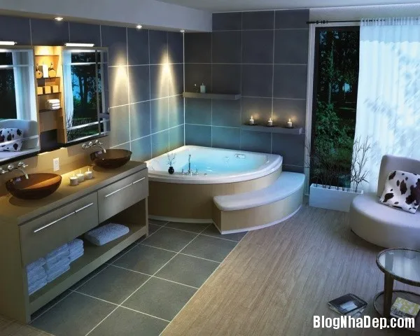Phòng tắm tiện nghi xanh mát xua tan mọi mệt mỏi