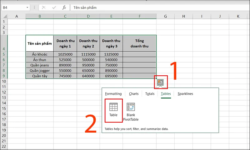 Cách đặt công thức mặc định cho 1 cột, tự động tính tổng trong Excel