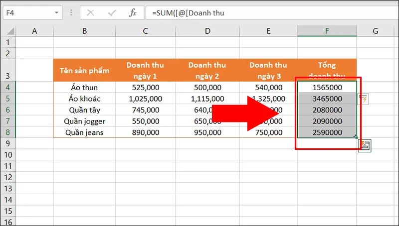 Cách đặt công thức mặc định cho 1 cột, tự động tính tổng trong Excel