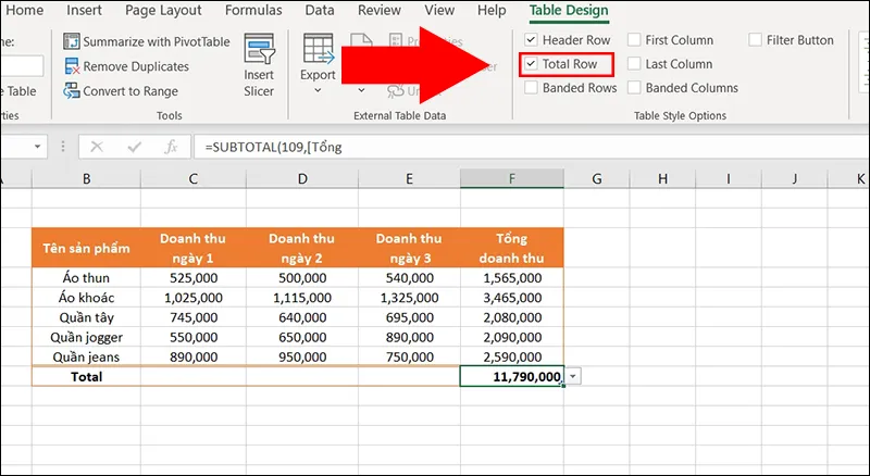 Cách đặt công thức mặc định cho 1 cột, tự động tính tổng trong Excel