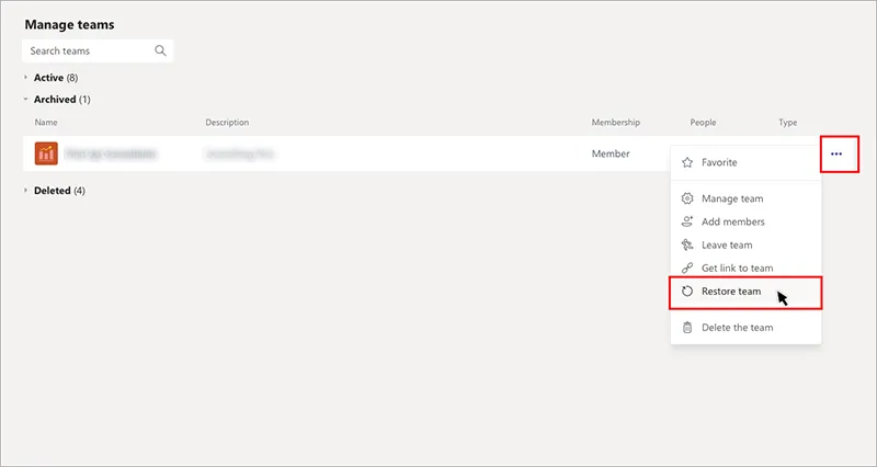 Cách lưu trữ và khôi phục một nhóm Microsoft Teams