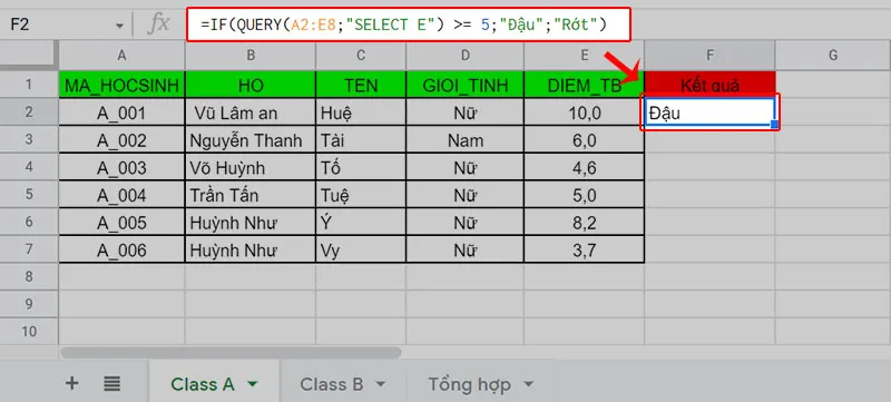 Cách sử dụng hàm QUERY trong Google Sheet để lọc dữ liệu