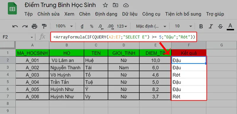 Cách sử dụng hàm QUERY trong Google Sheet để lọc dữ liệu