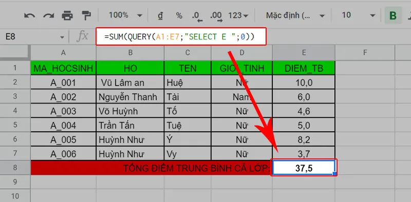 Cách sử dụng hàm QUERY trong Google Sheet để lọc dữ liệu