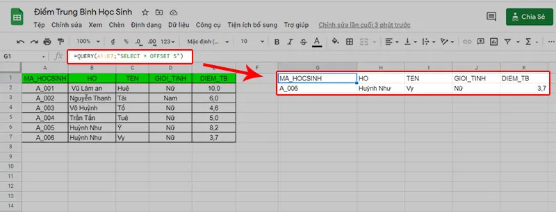 Cách sử dụng hàm QUERY trong Google Sheet để lọc dữ liệu