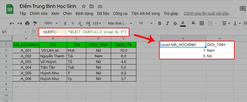 Cách sử dụng hàm QUERY trong Google Sheet để lọc dữ liệu