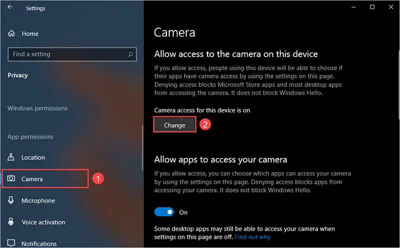 Cách sửa lỗi không mở được Camera trên Windows 10