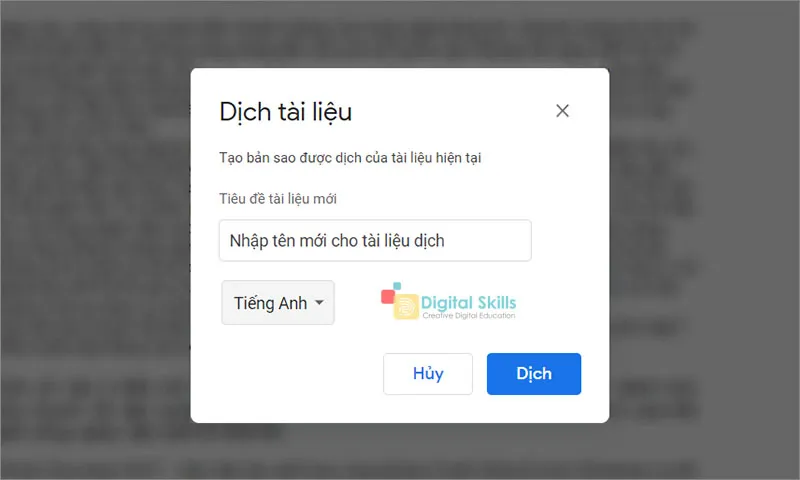Dịch tài liệu sang ngôn ngữ khác trên Google Docs