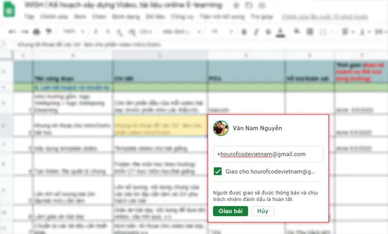 Giao việc trên Google Sheet thật đơn giản