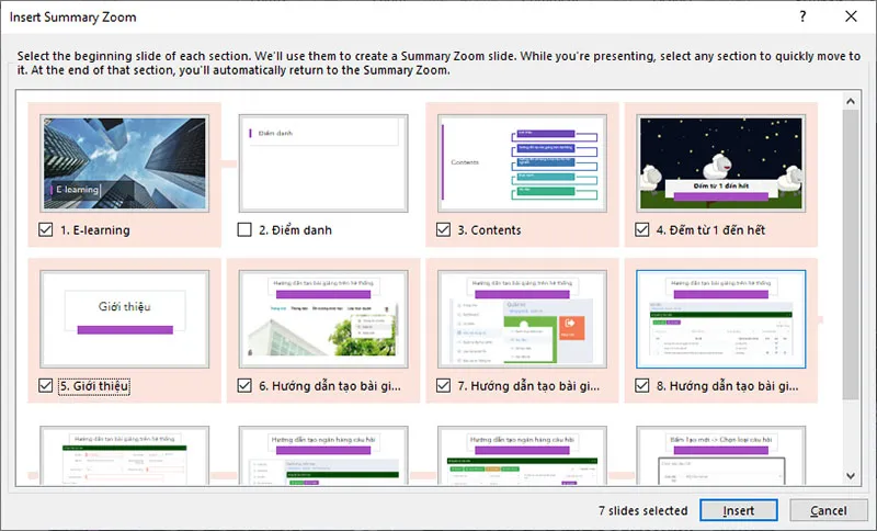 Hiệu ứng Zoom trong Powerpoint 365