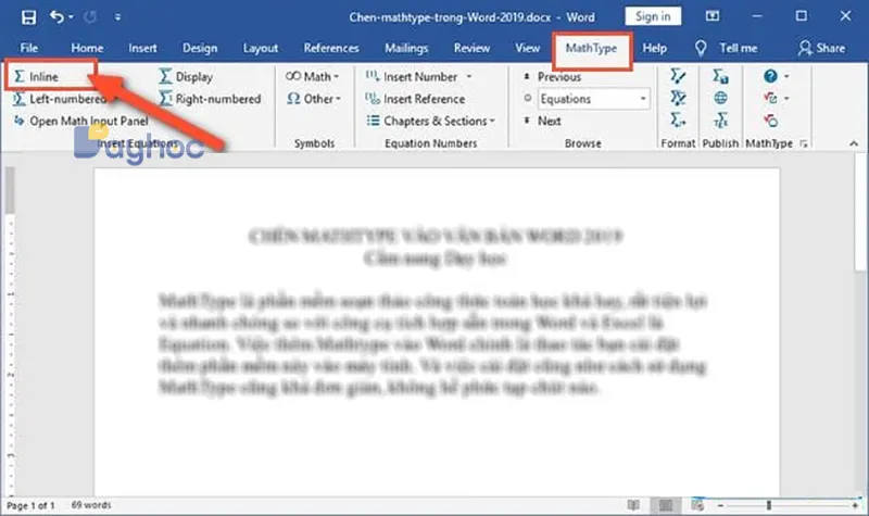 Hướng dẫn chèn Mathtype vào văn bản trong Word 2019