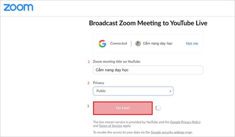 Hướng dẫn livestream từ Zoom lên Youtube