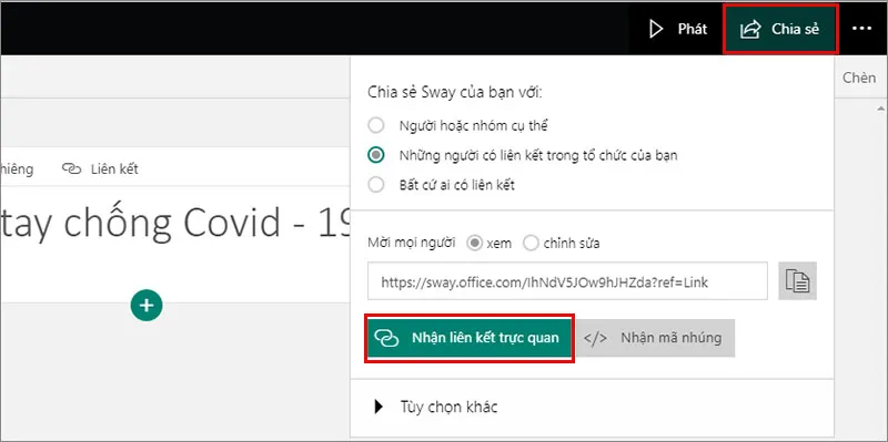 Hướng dẫn nhúng nội dung, Form vào Microsoft Sway