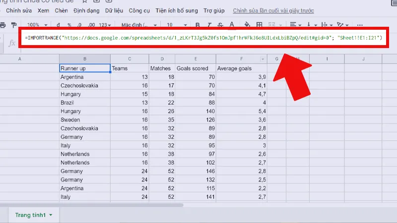 Hướng dẫn sử dụng hàm IMPORTRANGE trong Google Sheet để lấy dữ liệu