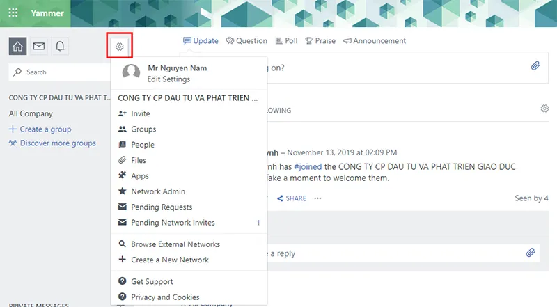 Hướng dẫn sử dụng mạng xã hội nội bộ Yammer