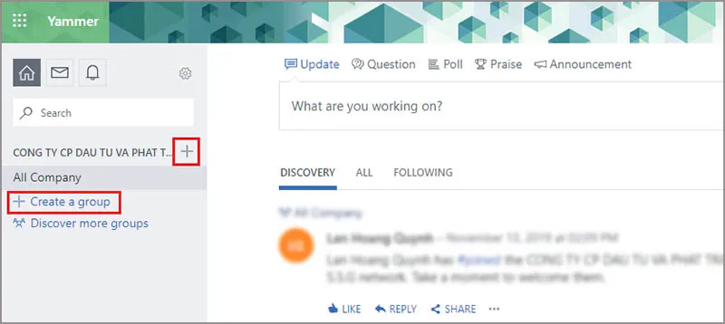 Hướng dẫn sử dụng mạng xã hội nội bộ Yammer