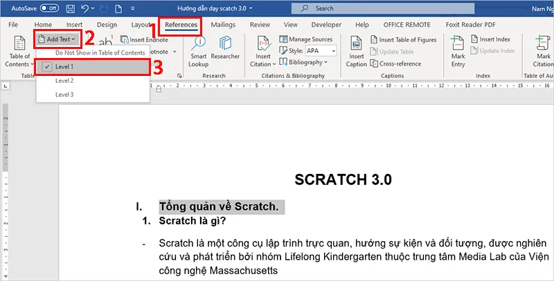 Hướng dẫn tạo mục lục tự động trong Microsoft word