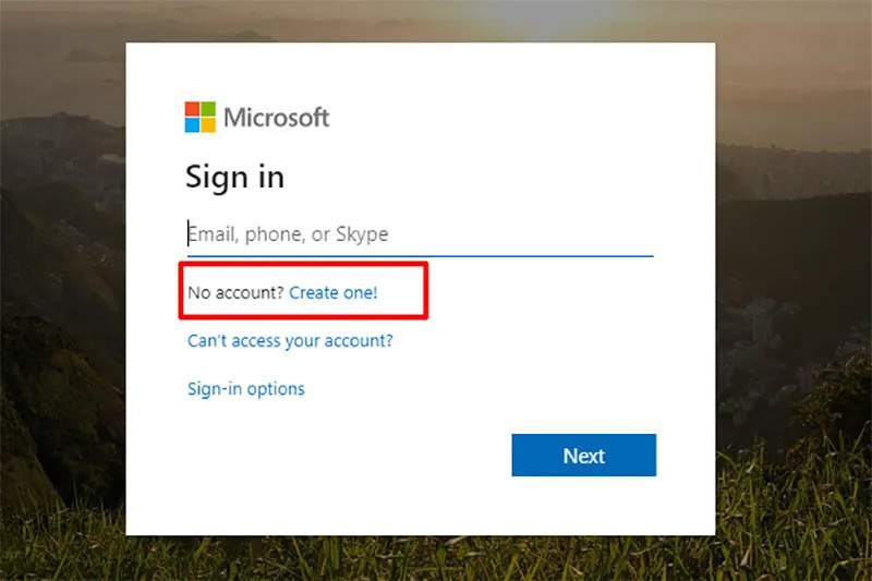 Hướng dẫn tạo tài khoản Microsoft trên máy tính
