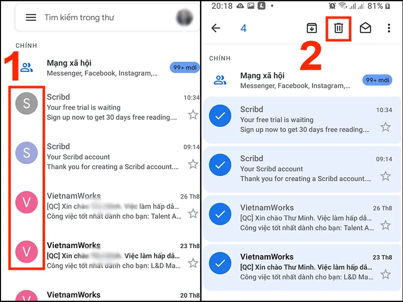 Hướng dẫn xoá thư, email trong Gmail một cách nhanh chóng hiệu quả