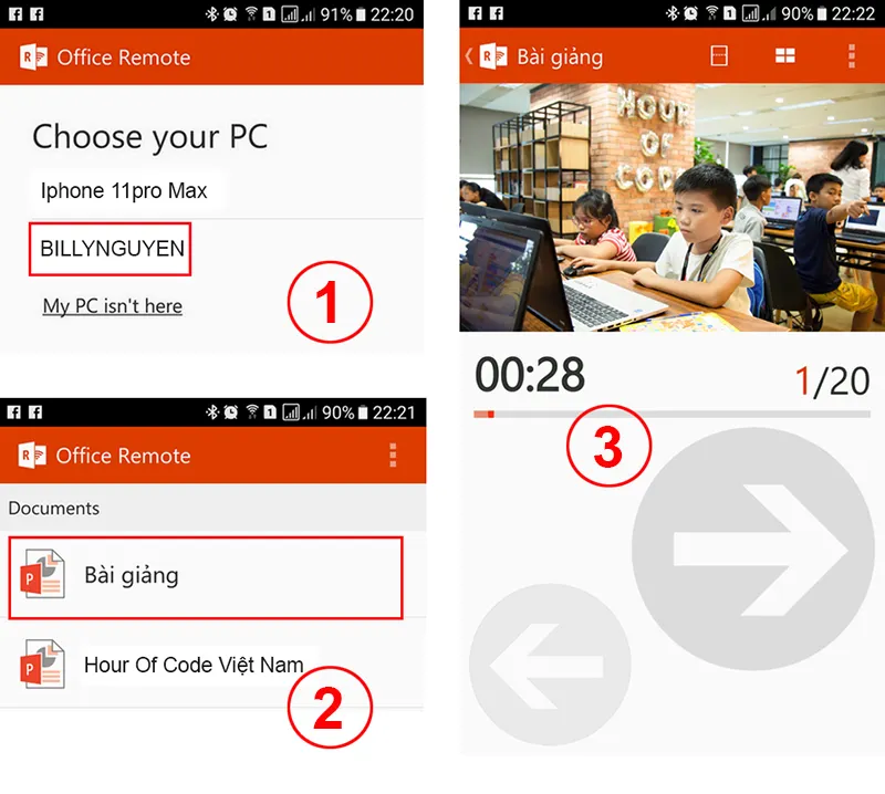 Office Remote Biến điện thoại Android thành bút trình chiếu Slide