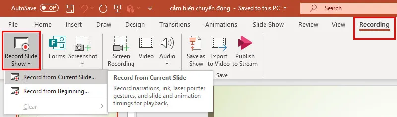 Recording một slide Powerpoint với lời tường thuật