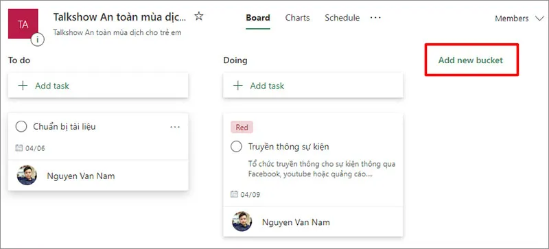 Sắp xếp công việc nhóm bằng Microsoft Planner