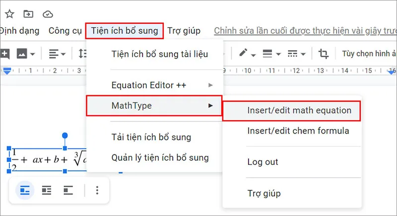 Sử dụng Math Type Trên Google Docs thật đơn giản