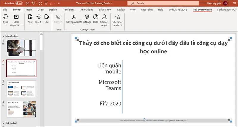 Tạo Slide Powerpoint tương tác với Poll Everywhere