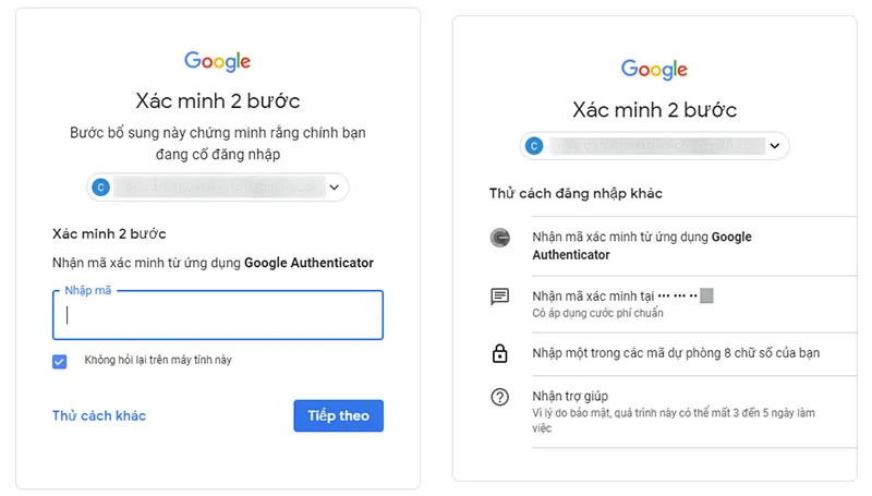 Xác minh 2 bước cho tài khoản Gmail, Google